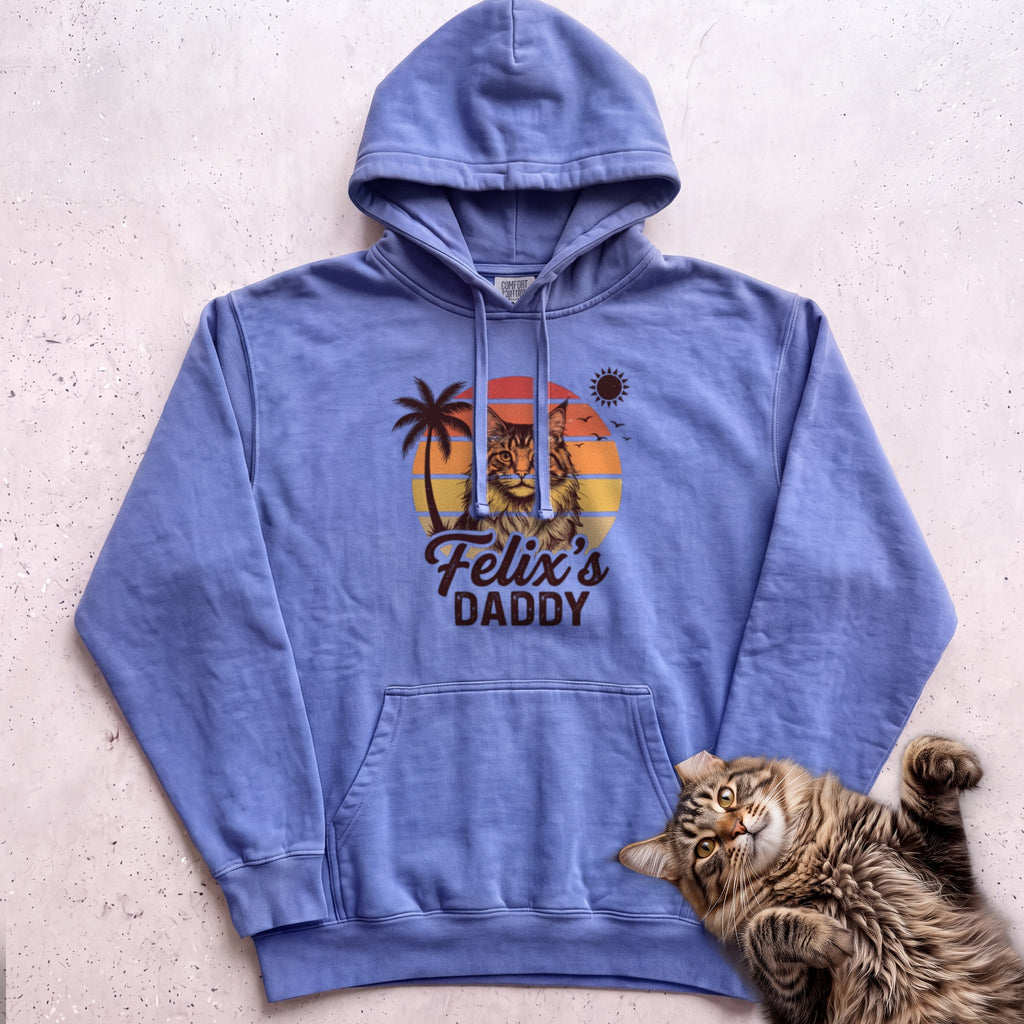 Personalized Custom Daddy Cat Hoodie - Flo Blue