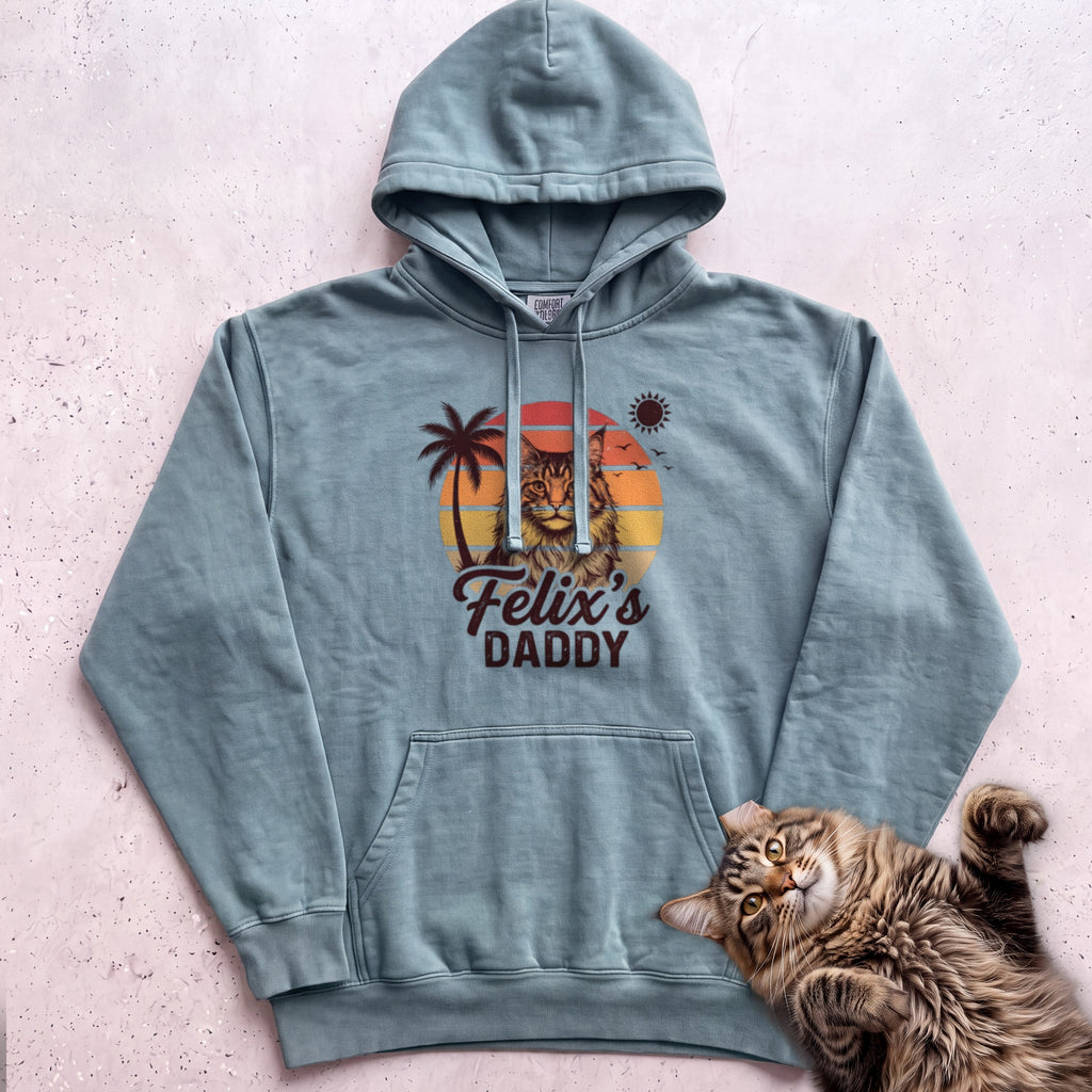 Personalized Custom Daddy Cat Hoodie - Seafoam