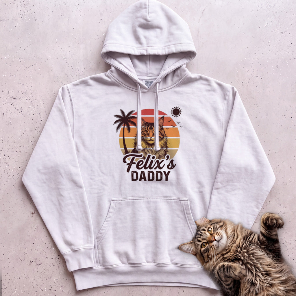 Personalized Custom Daddy Cat Hoodie - White