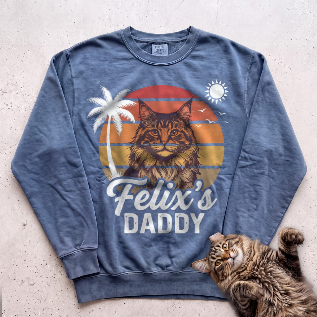Personalized Custom Daddy Cat Sweatshirt - Blue Jean