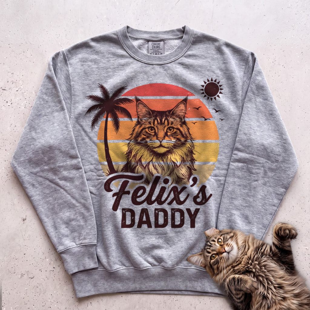 Personalized Custom Daddy Cat Sweatshirt - Grey