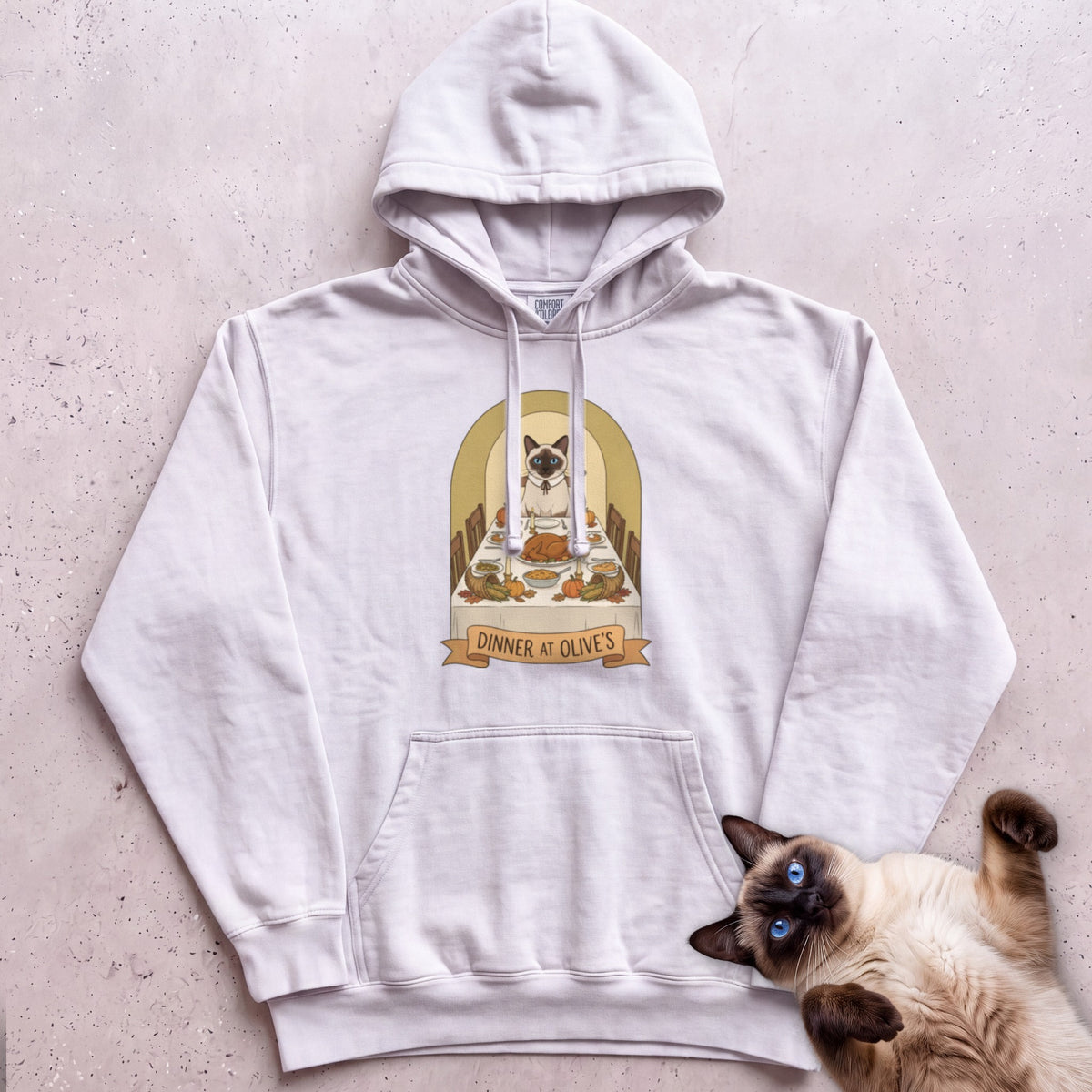 Personalized Dinner at the Cat's House Hoodie - White