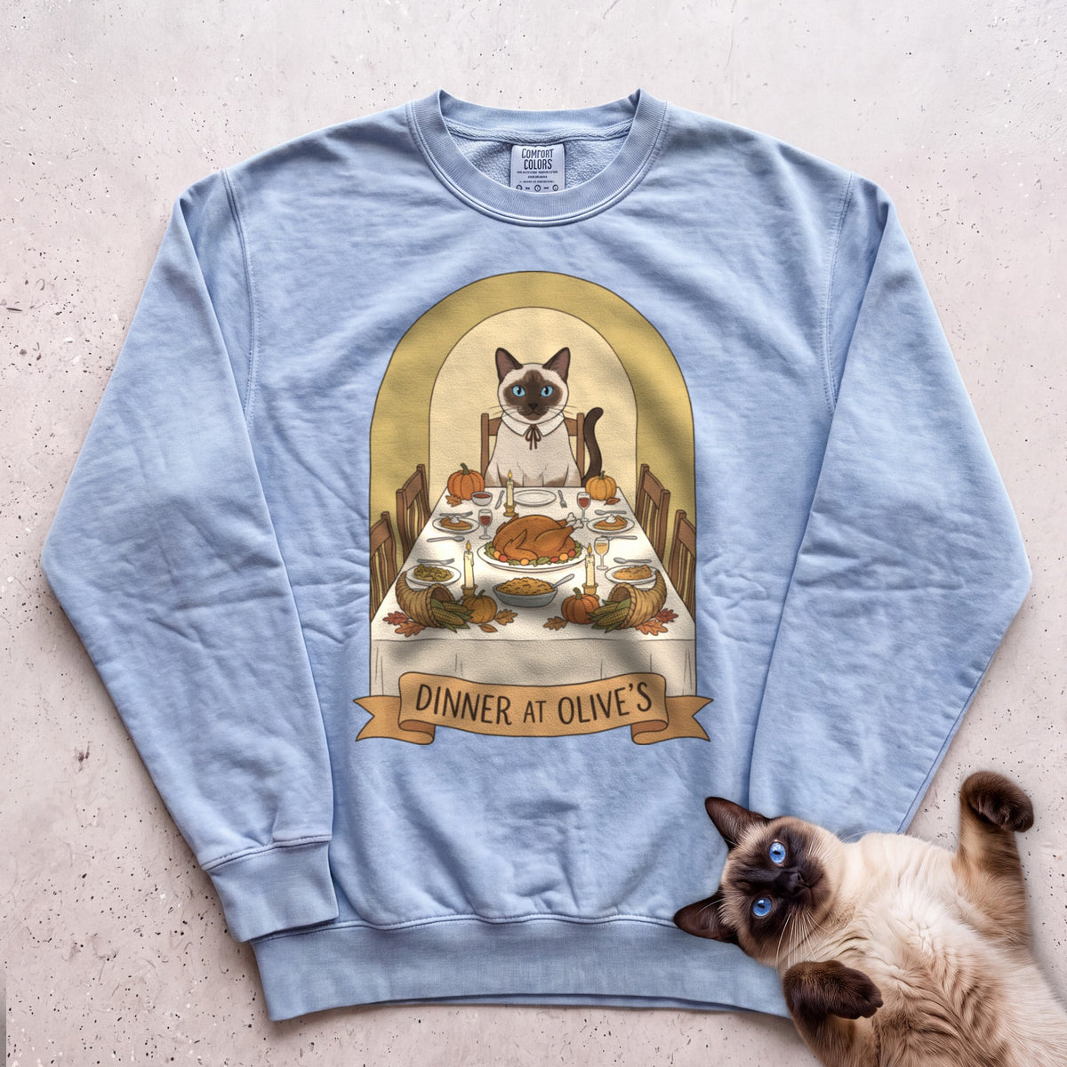 Personalized Dinner at the Cat's House Sweatshirt - Chambray