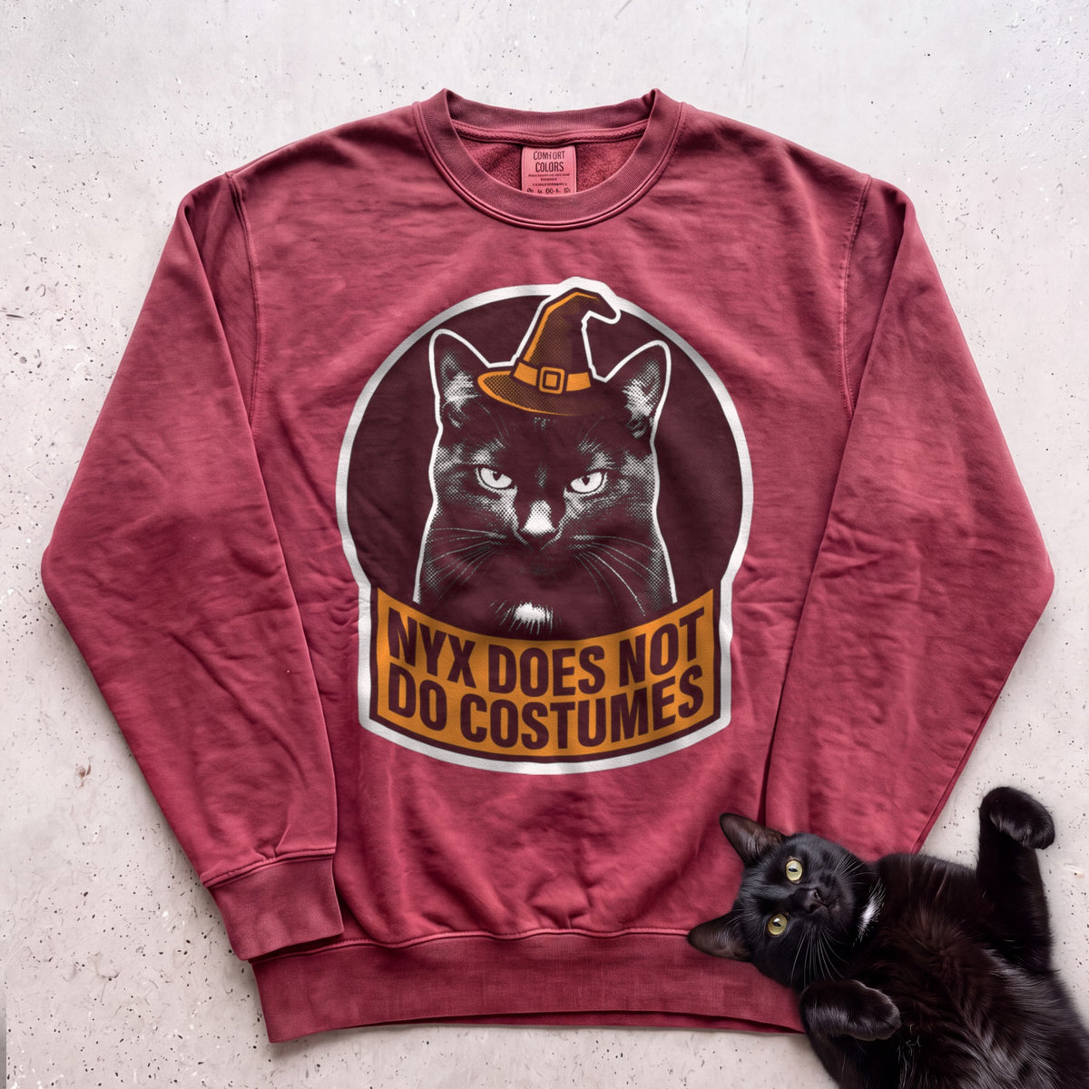Personalized Does Not Do Costumes Cat Sweatshirt - Crimson