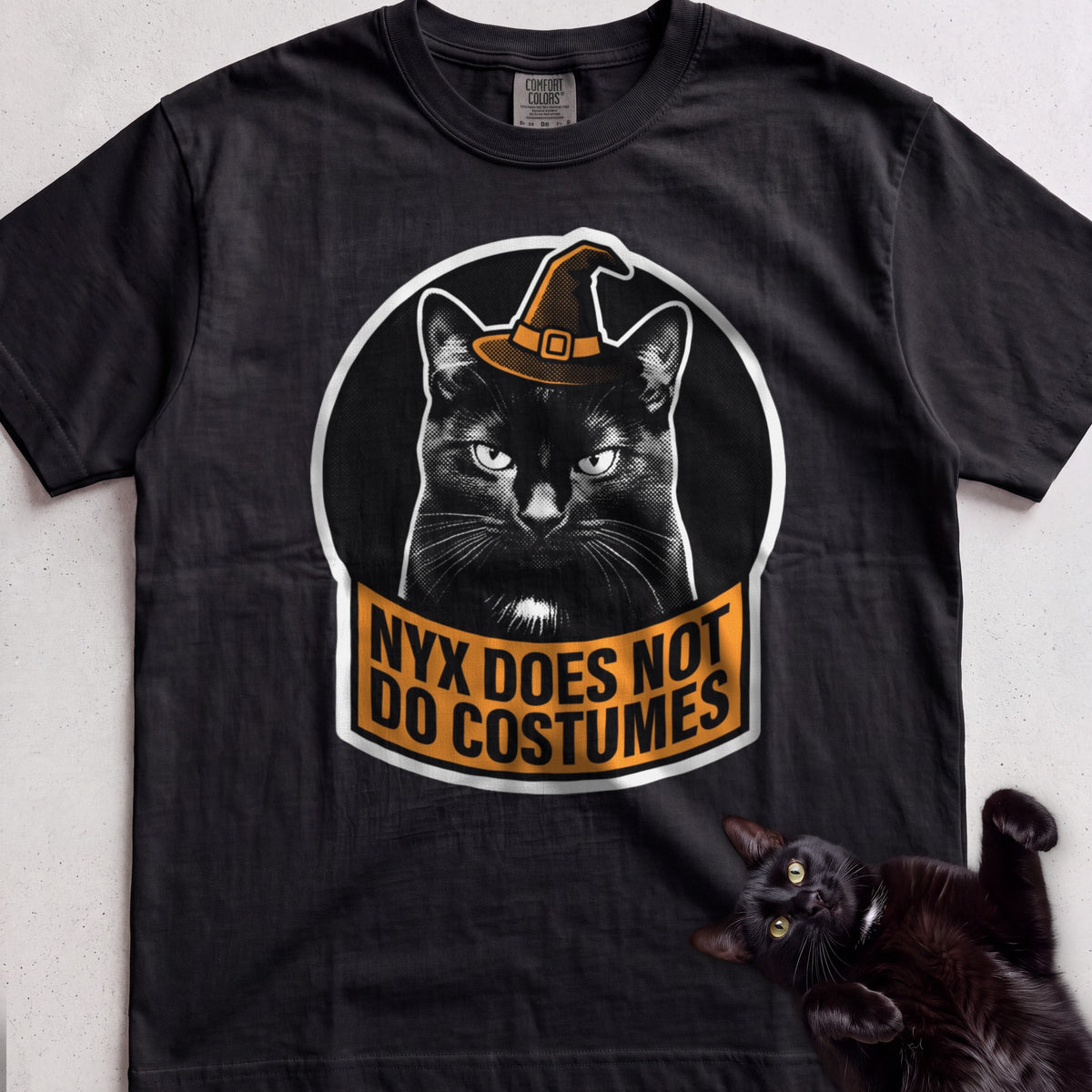 Personalized Does Not Do Costumes Cat T-Shirt - Black
