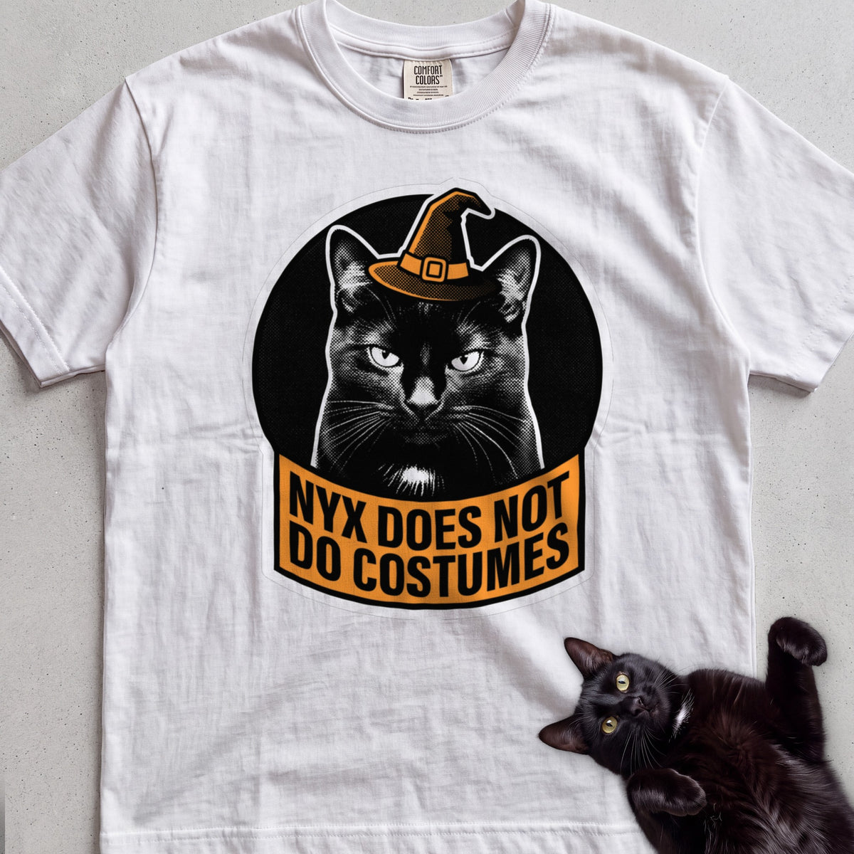 Personalized Does Not Do Costumes Cat T-Shirt - White