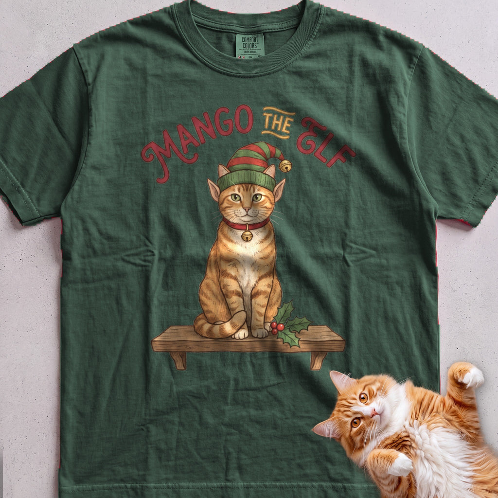 Personalized Elf Cat T-Shirt - Blue Spruce