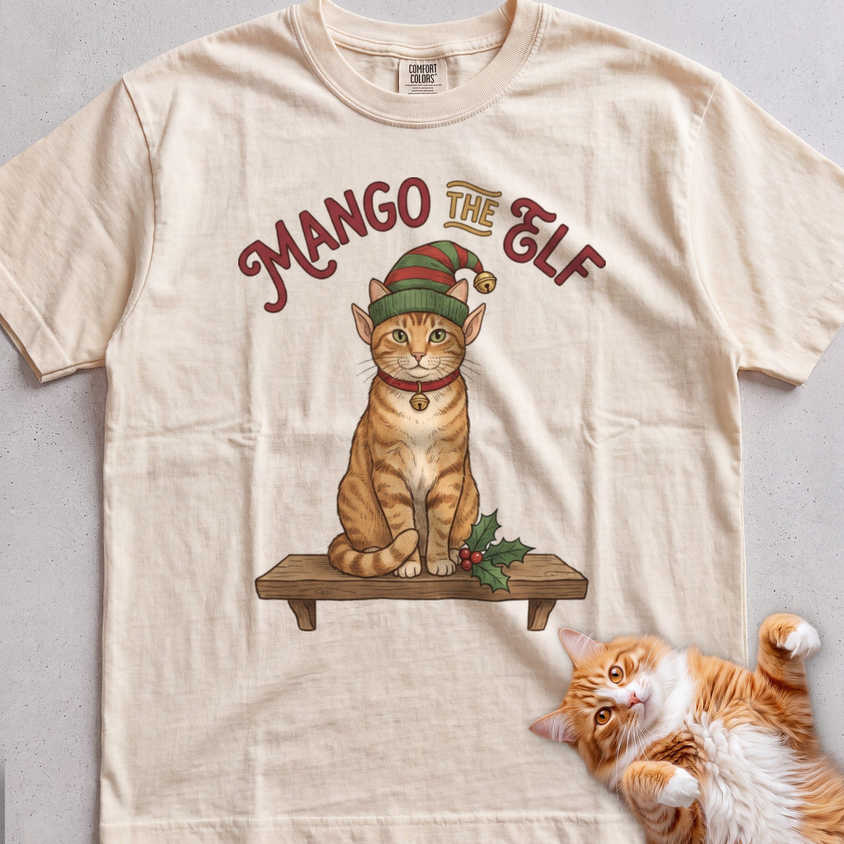 Personalized Elf Cat T-Shirt - Ivory