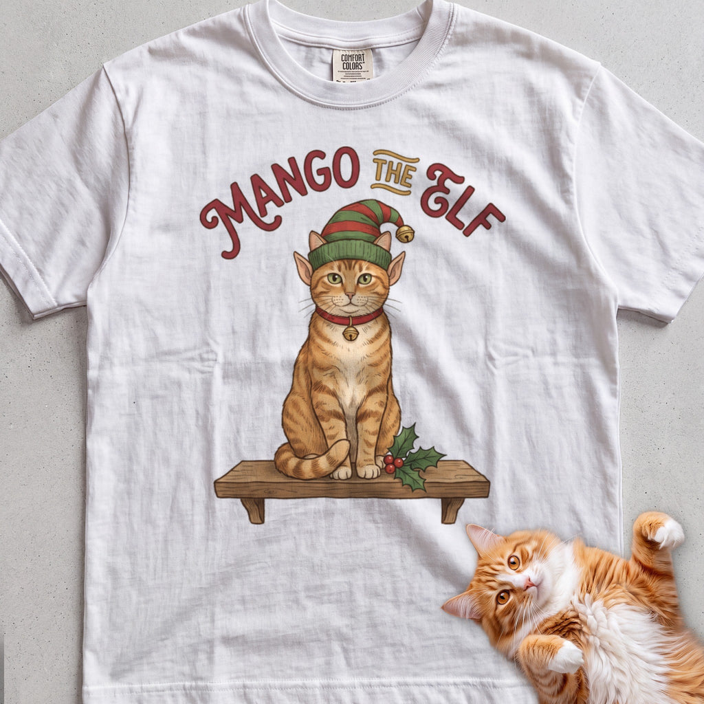 Personalized Elf Cat T-Shirt - White