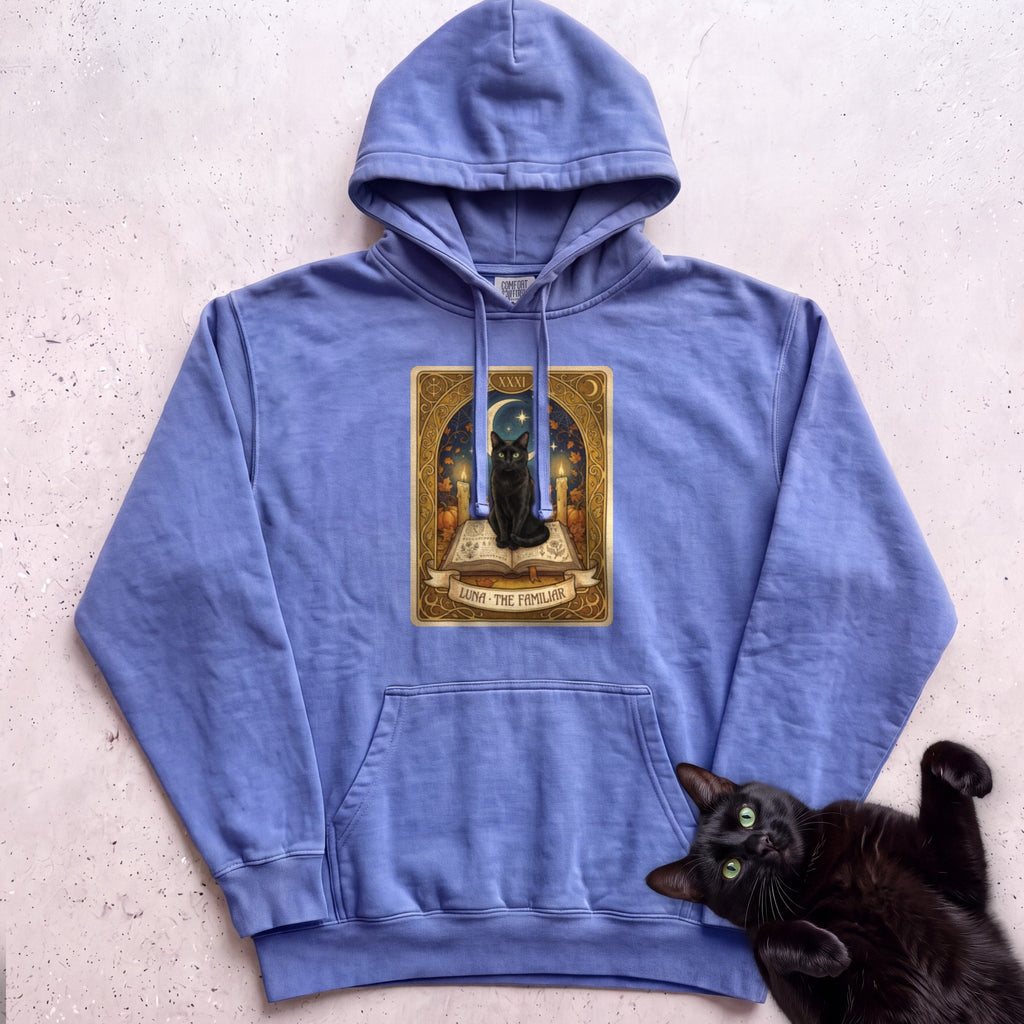 Personalized Familiar Tarot Cat Hoodie - Flo Blue