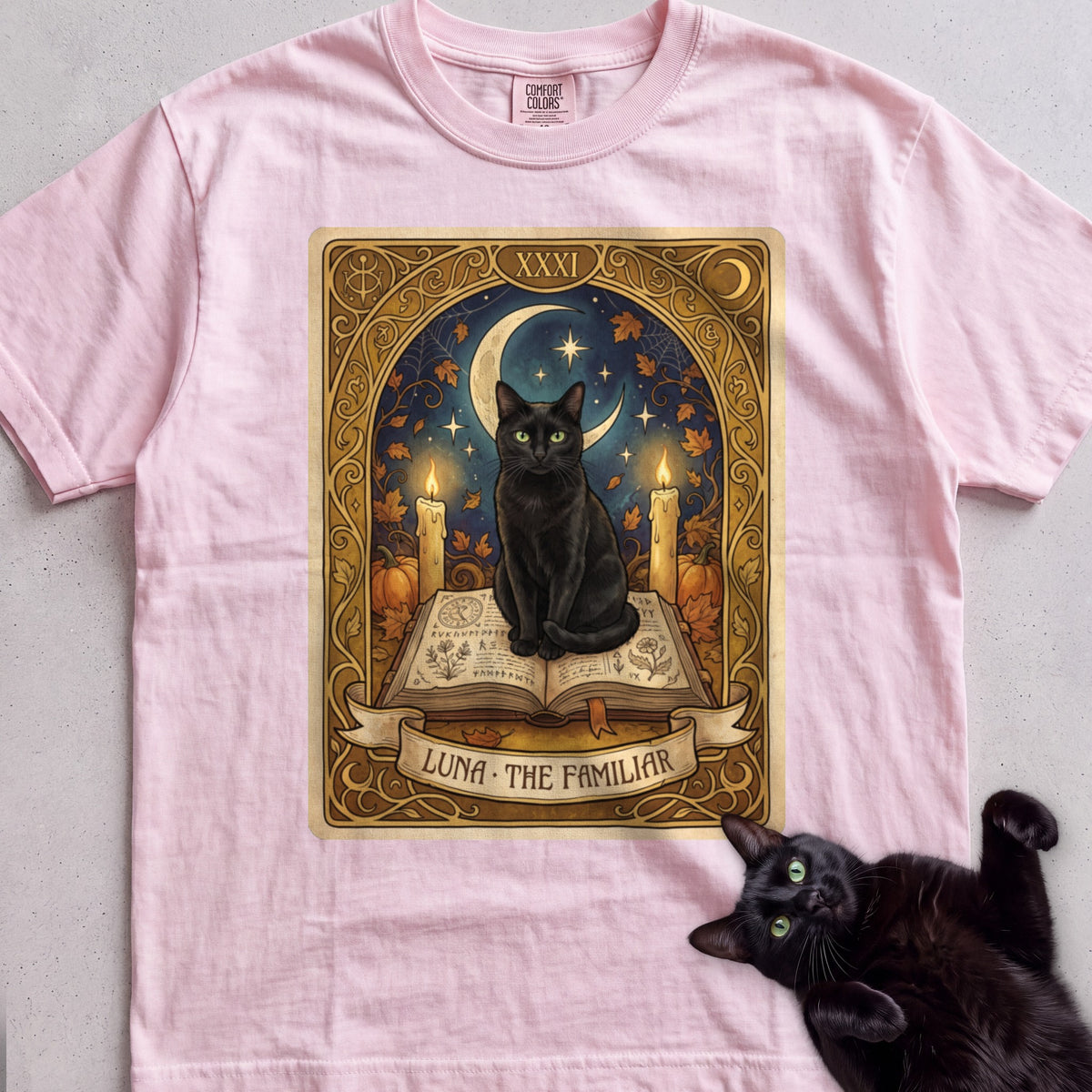 Personalized Familiar Tarot Cat T-Shirt - Blossom