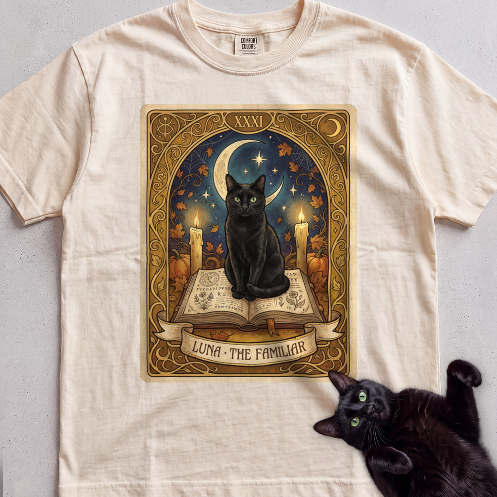Personalized Familiar Tarot Cat T-Shirt - Ivory