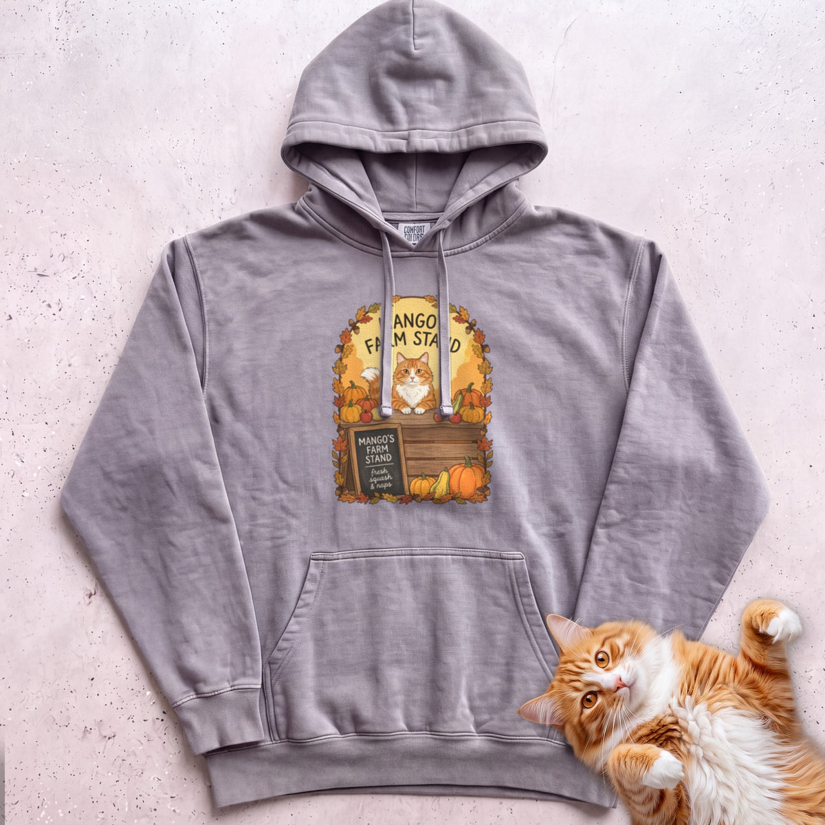 Personalized Farm Stand Cat Hoodie - Grey