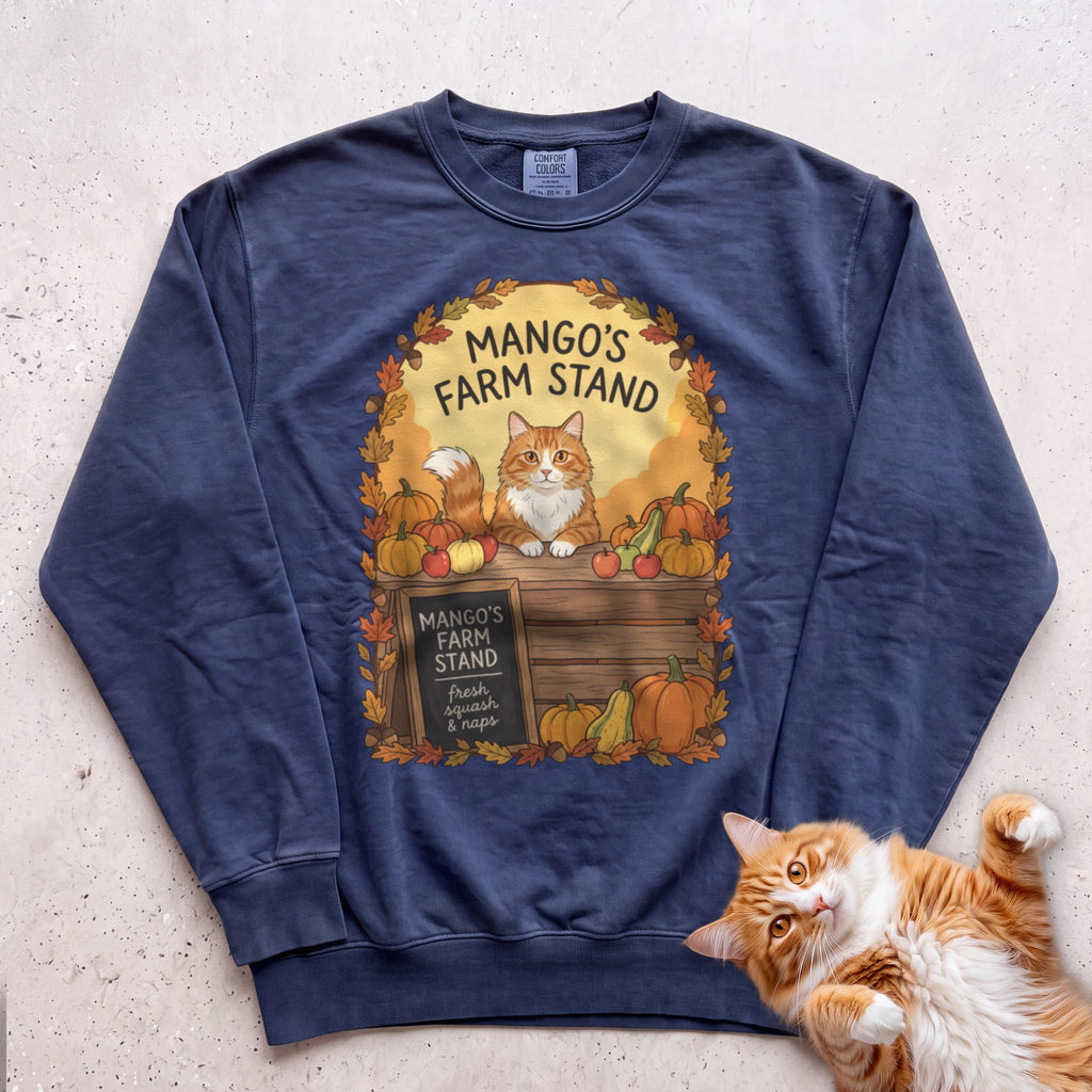 Personalized Farm Stand Cat Sweatshirt - True Navy