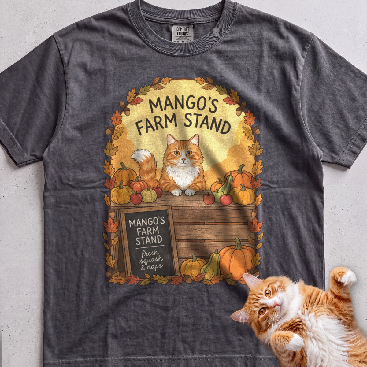 Personalized Farm Stand Cat T-Shirt - Pepper