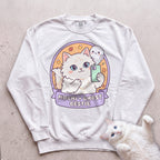 Personalized Ghost Bestie Selfie Cat Sweatshirt - White