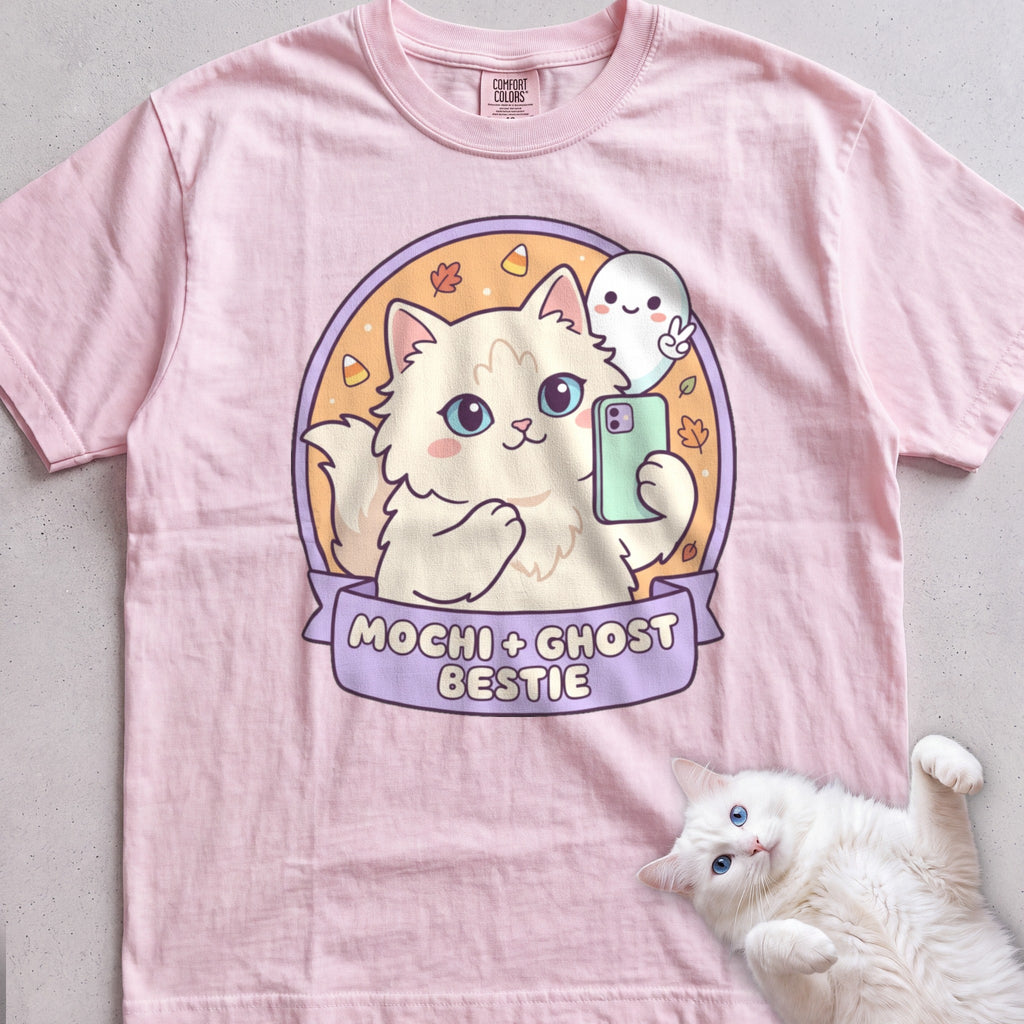 Personalized Ghost Bestie Selfie Cat T-Shirt - Blossom