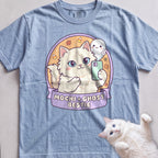 Personalized Ghost Bestie Selfie Cat T-Shirt - Chambray