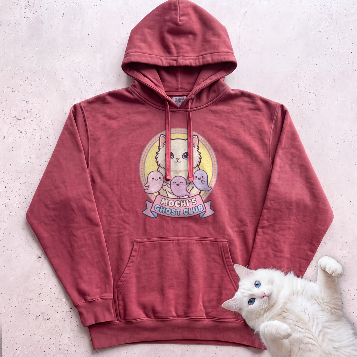 Personalized Ghost Club Cat Hoodie - Crimson