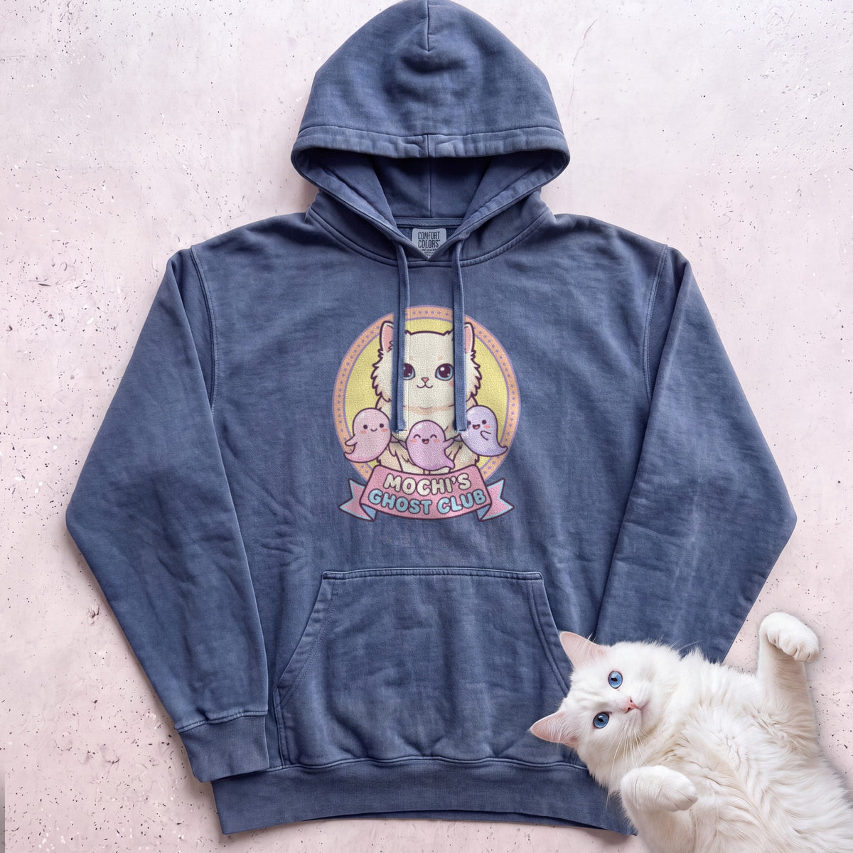 Personalized Ghost Club Cat Hoodie - Denim
