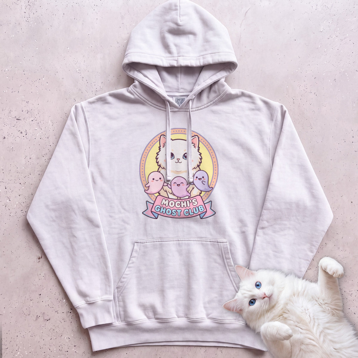 Personalized Ghost Club Cat Hoodie - White