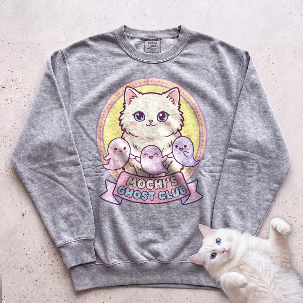 Personalized Ghost Club Cat Sweatshirt - Grey