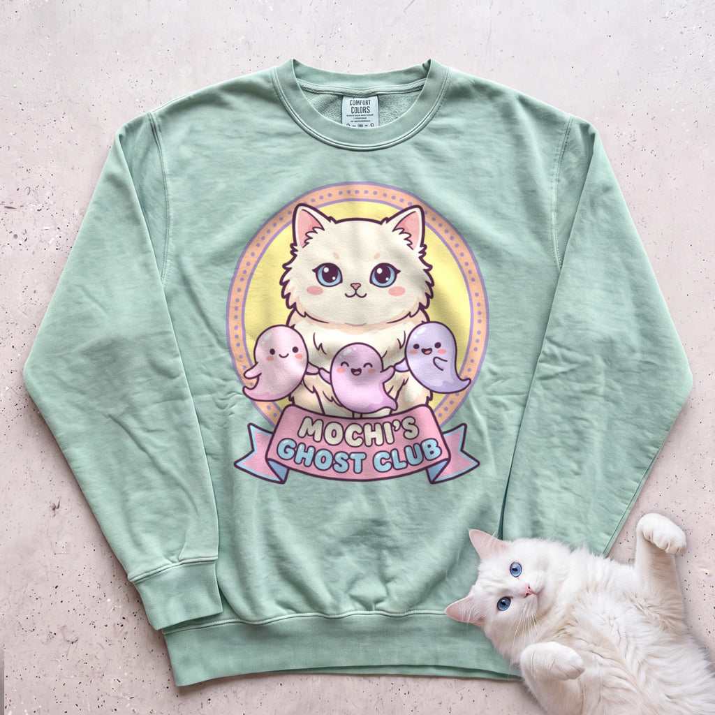 Personalized Ghost Club Cat Sweatshirt - Light Green
