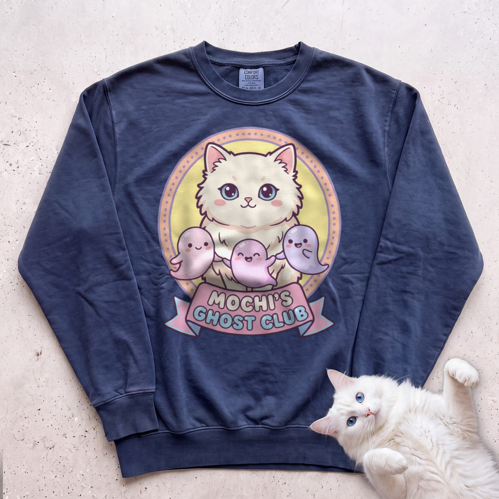 Personalized Ghost Club Cat Sweatshirt - True Navy