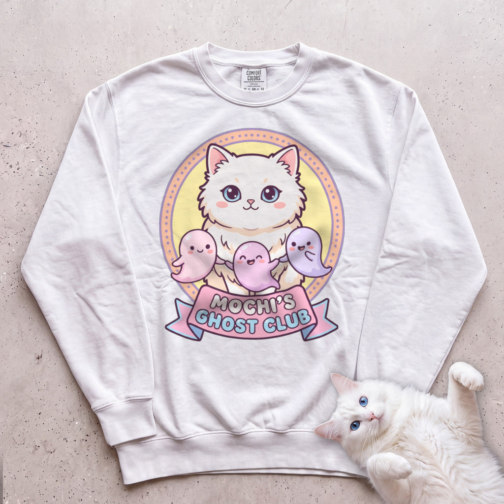 Personalized Ghost Club Cat Sweatshirt - White