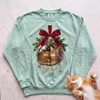 Personalized Glass Ornament Portrait Cat Sweatshirt - Light Green