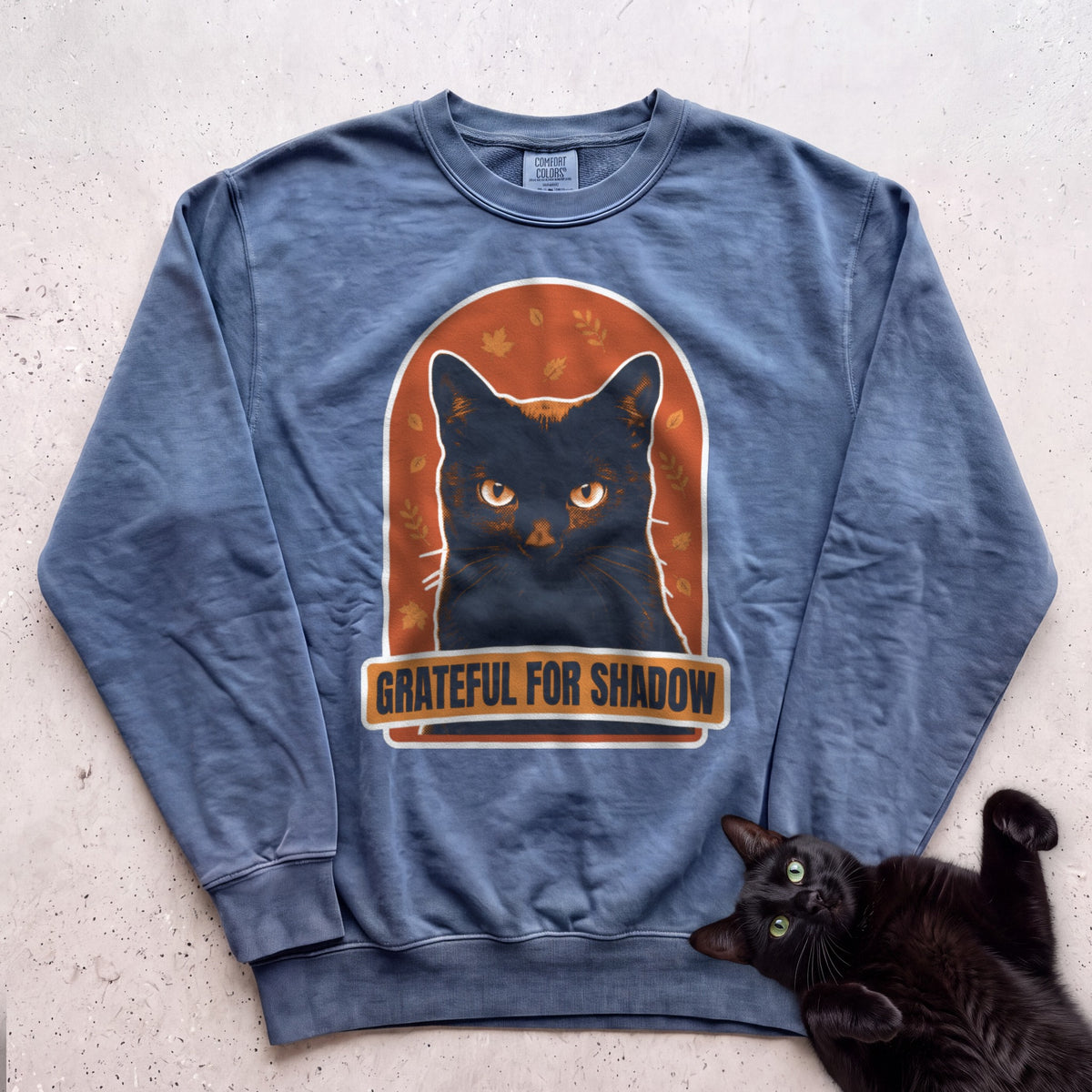 Personalized Grateful For Cat Sweatshirt - Blue Jean