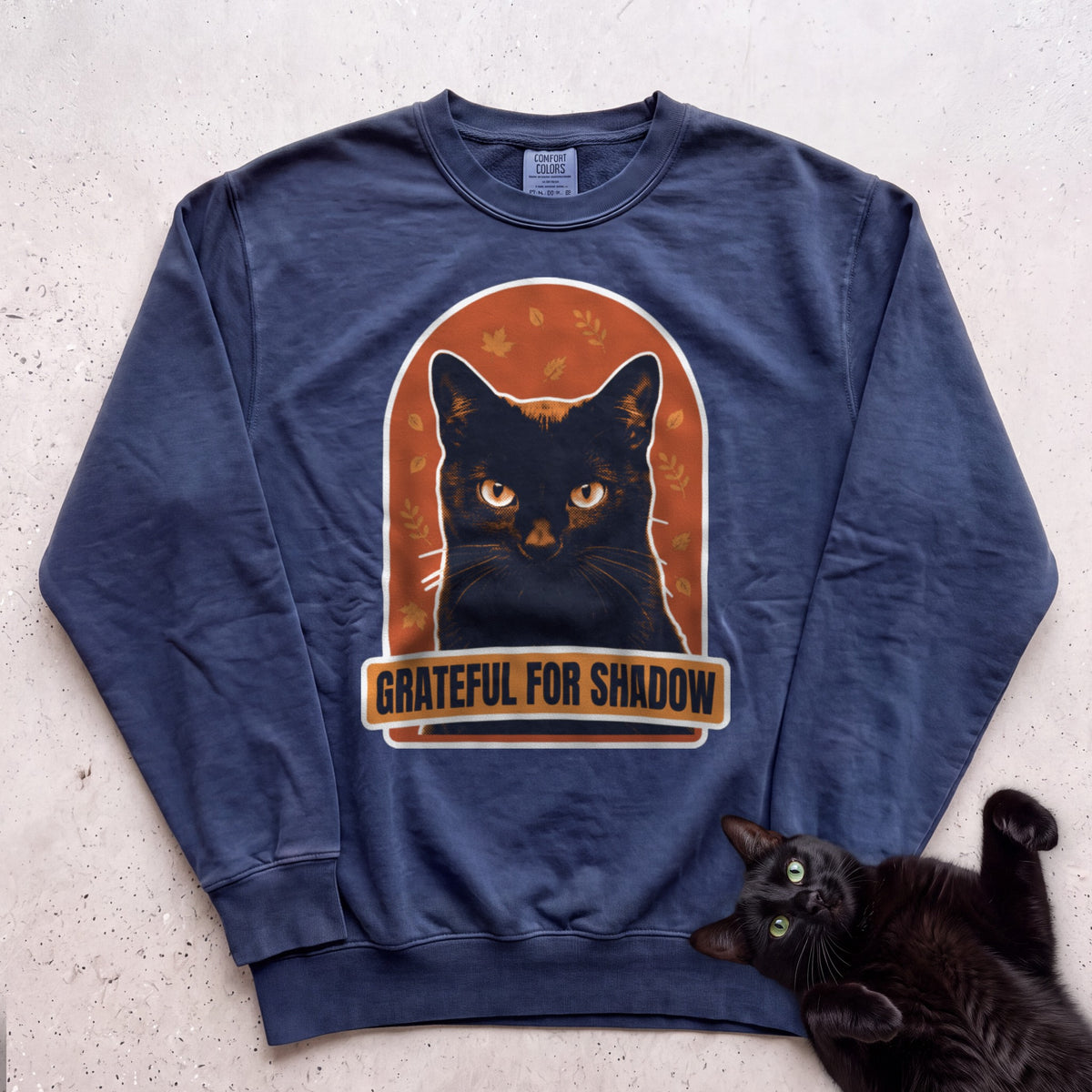 Personalized Grateful For Cat Sweatshirt - True Navy