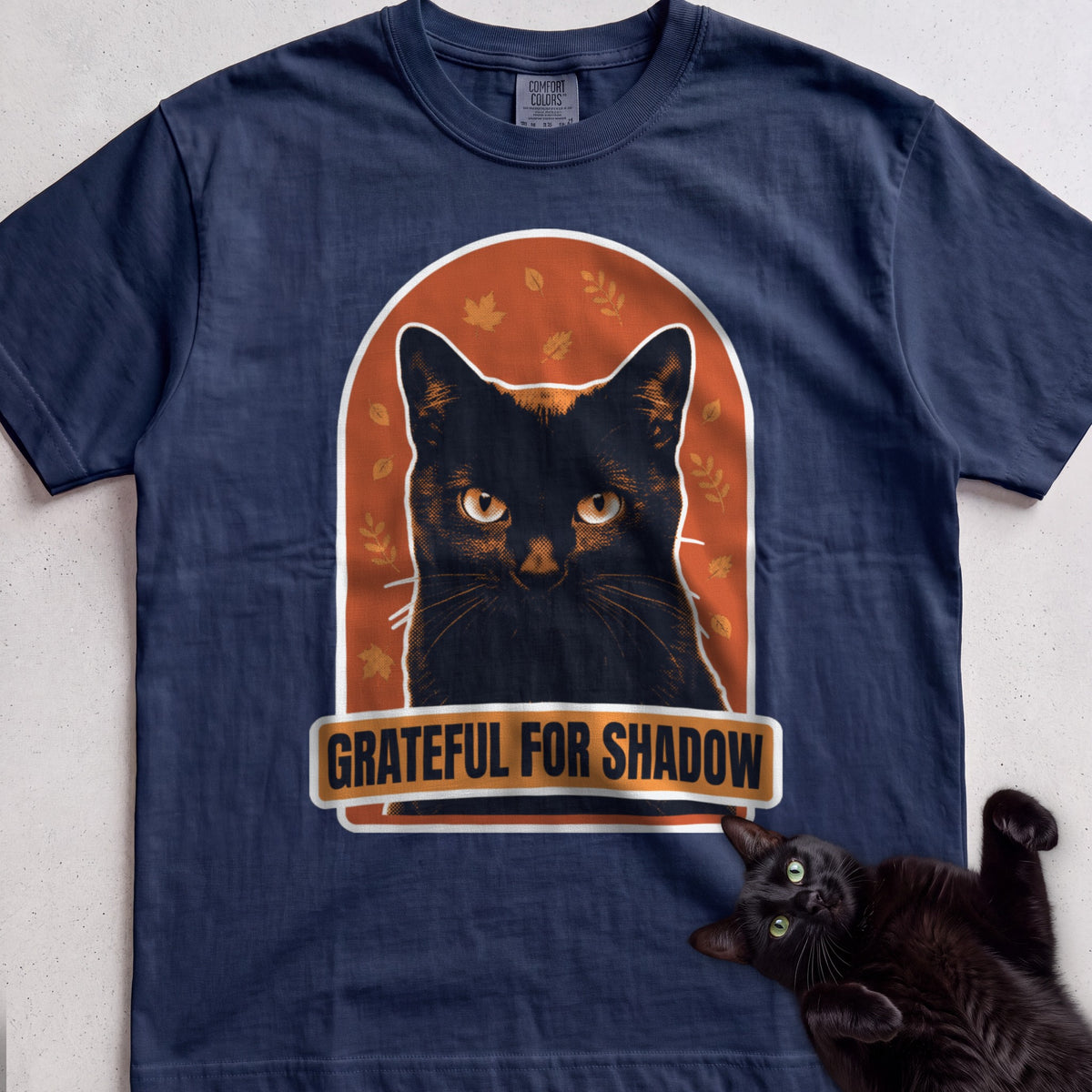 Personalized Grateful For Cat T-Shirt - True Navy