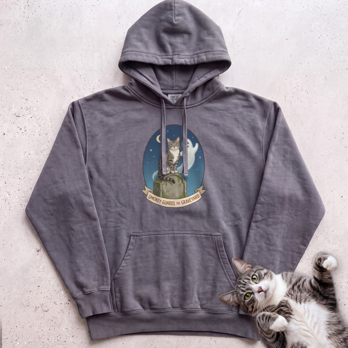 Personalized Graveyard Guard Cat Hoodie - Pepper