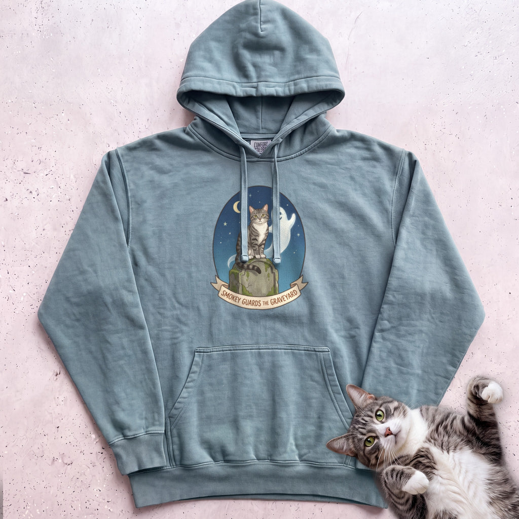 Personalized Graveyard Guard Cat Hoodie - Seafoam