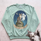 Personalized Graveyard Guard Cat Sweatshirt - Light Green