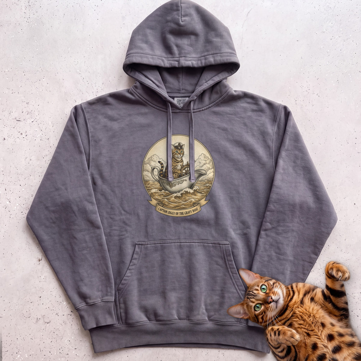Personalized Gravy Boat Captain Cat Hoodie - Pepper