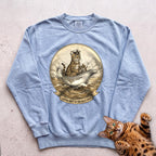Personalized Gravy Boat Captain Cat Sweatshirt - Chambray