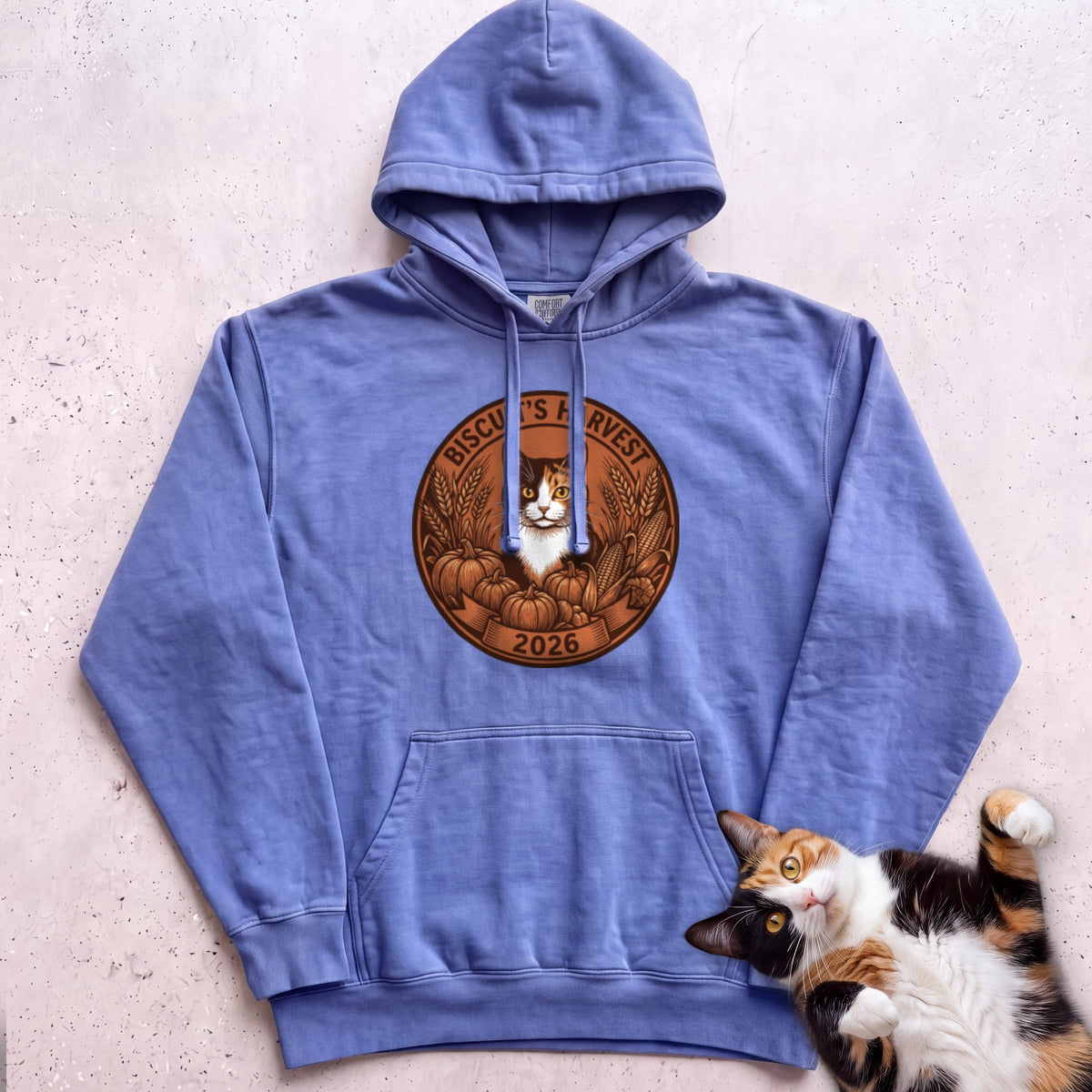 Personalized Harvest 2026 Cat Hoodie - Flo Blue