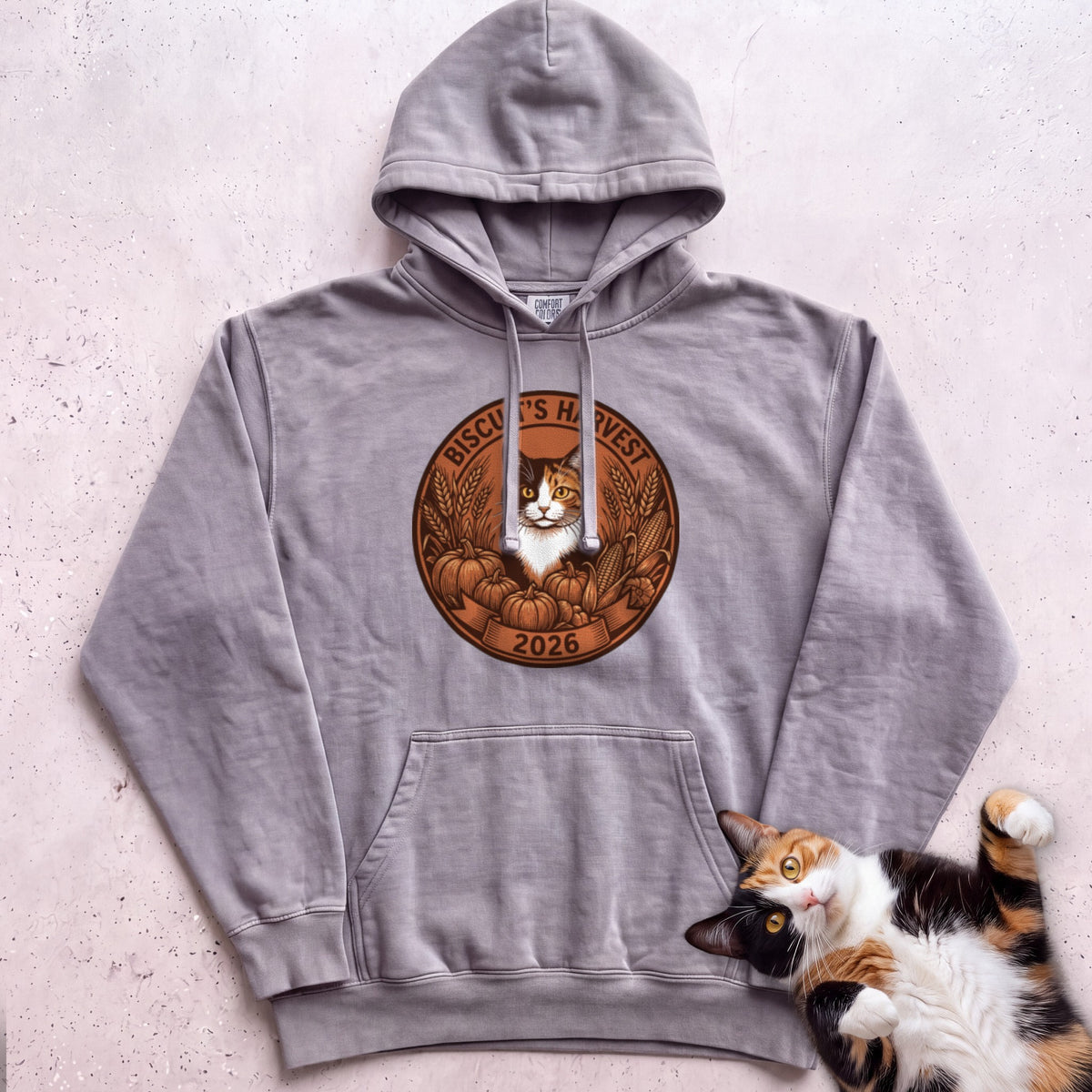 Personalized Harvest 2026 Cat Hoodie - Grey