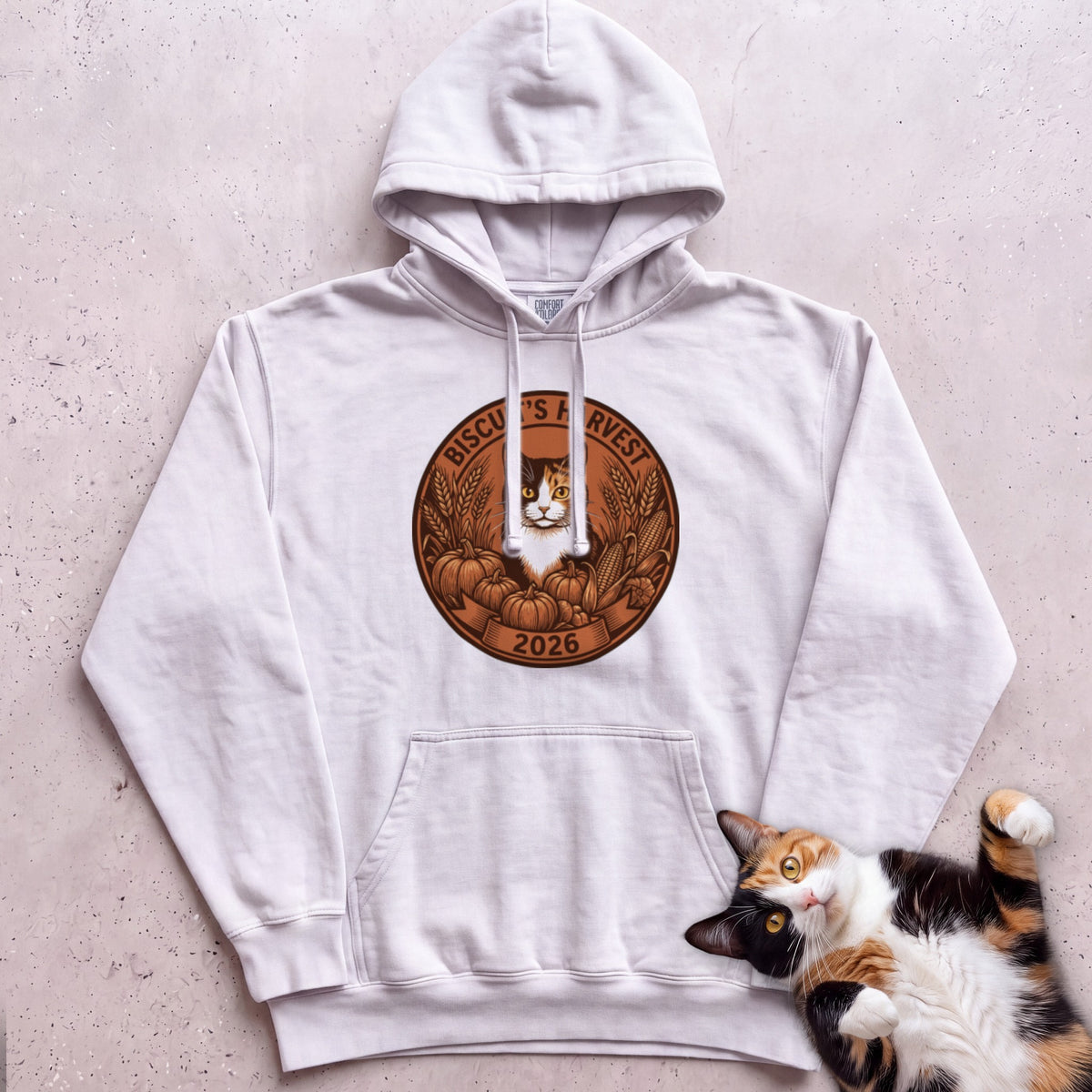 Personalized Harvest 2026 Cat Hoodie - White