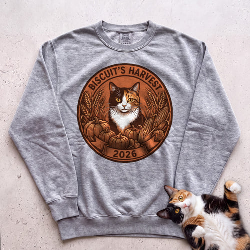 Personalized Harvest 2026 Cat Sweatshirt - Grey