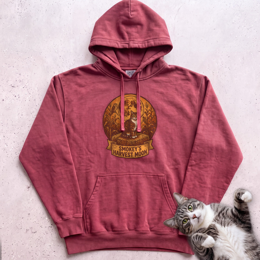 Personalized Harvest Moon Cat Hoodie - Crimson