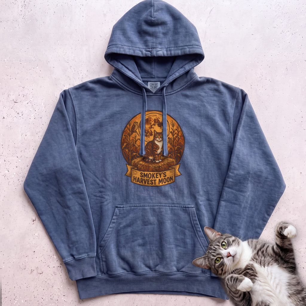 Personalized Harvest Moon Cat Hoodie - Denim