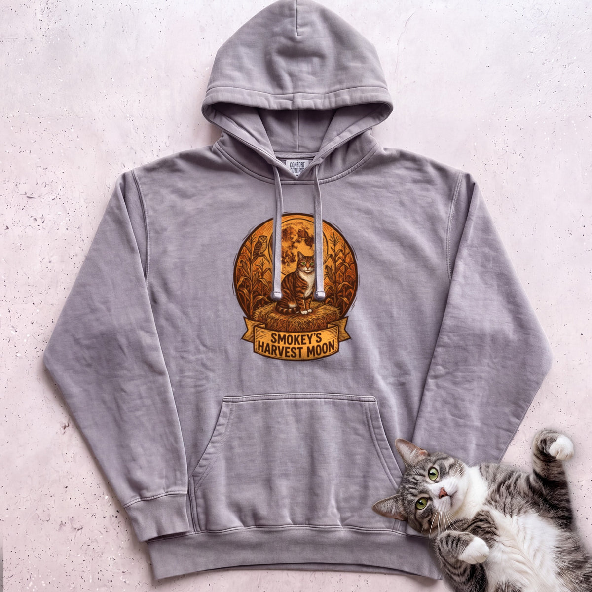 Personalized Harvest Moon Cat Hoodie - Grey