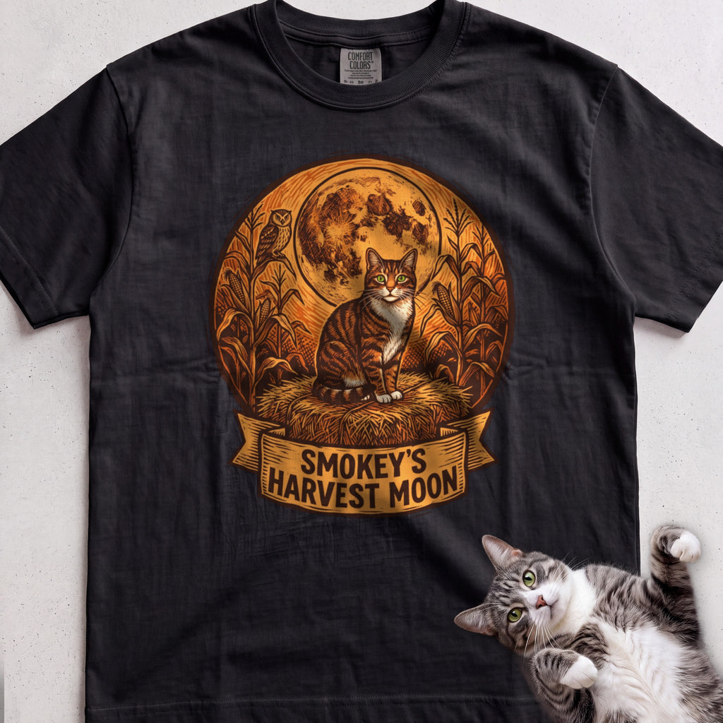 Personalized Harvest Moon Cat T-Shirt - Black