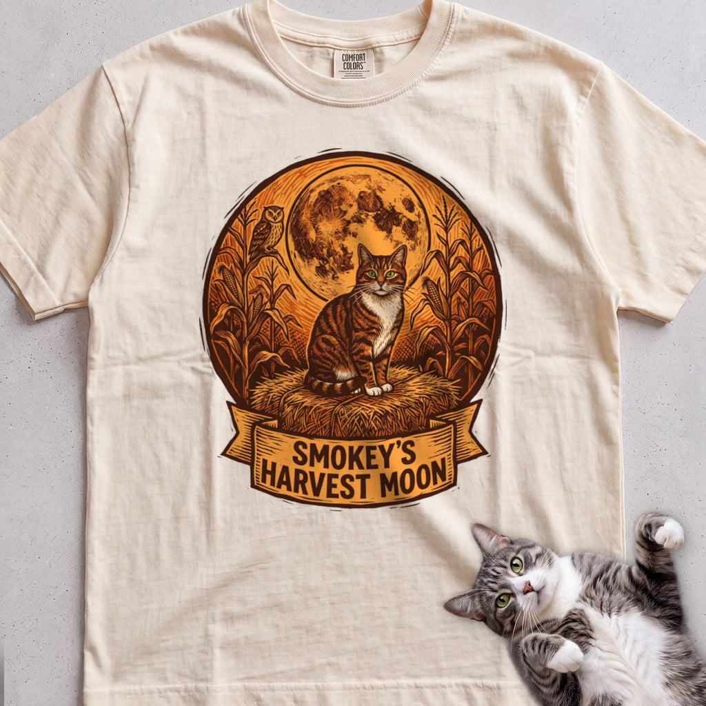 Personalized Harvest Moon Cat T-Shirt - Ivory