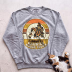 Personalized Haunted House Tours Cat Sweatshirt - Grey