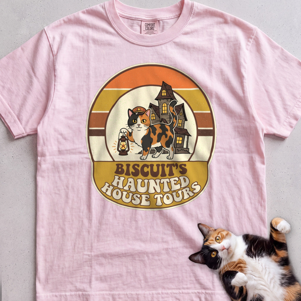 Personalized Haunted House Tours Cat T-Shirt - Blossom