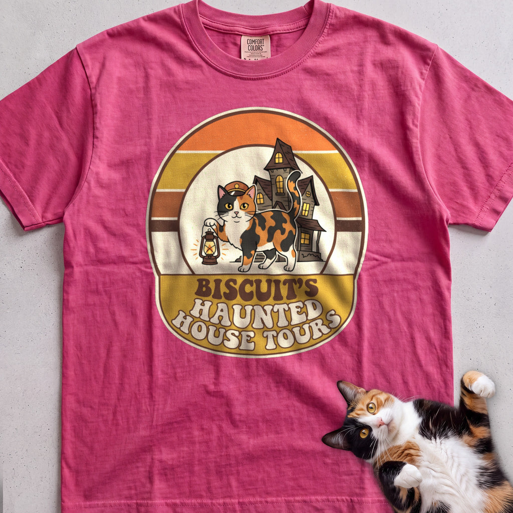 Personalized Haunted House Tours Cat T-Shirt - Crunchberry